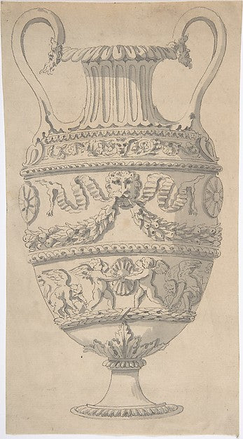 Drawing of an Urn 18th cent-Anonymous,French,18th cent,  Poster Print Wall Art