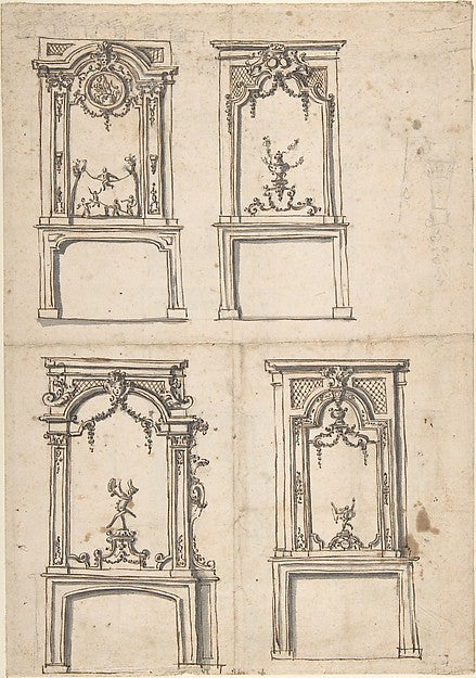 Designs for Overmantles 18th cent-Anonymous,French,18th cent,  Poster Print Wall Art