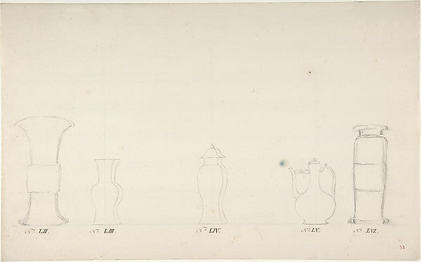 Design for Four Vases and a Teapot c1770–85-Anonymous,French,, Poster Print