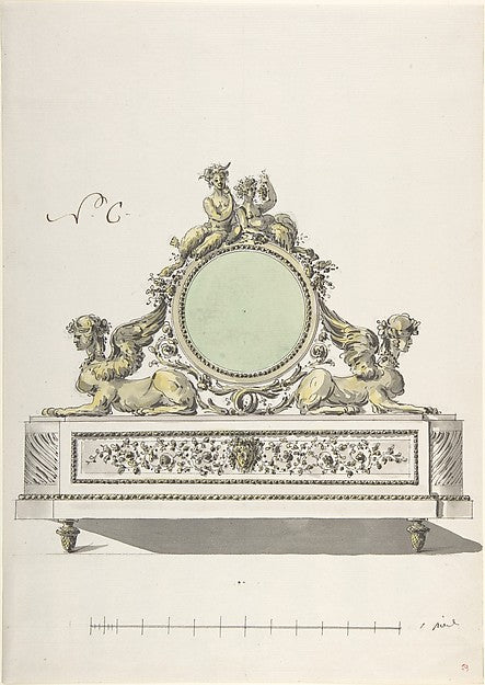 Design for a Clock Late 18th cent-Anonymous,French,18th cent,  Poster Print Wall Art