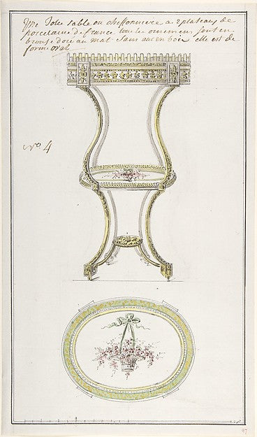Design for an Occasional Table c1770–85-Anonymous,French,18t,  Poster Print Wall Art
