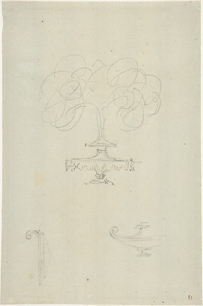 Design for Plumed Oil Lamp c1770–90-Anonymous,French,18th ce,  Poster Print Wall Art