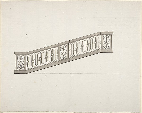 Design for Ornamented Stair Railing c1770–90-Anonymous,French,  Poster Print Wall Art