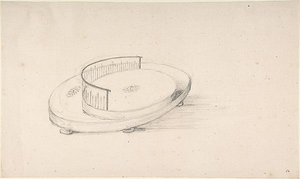 Design for an Oval Serving Dish with Circular Raised Platform,  Poster Print Wall Art