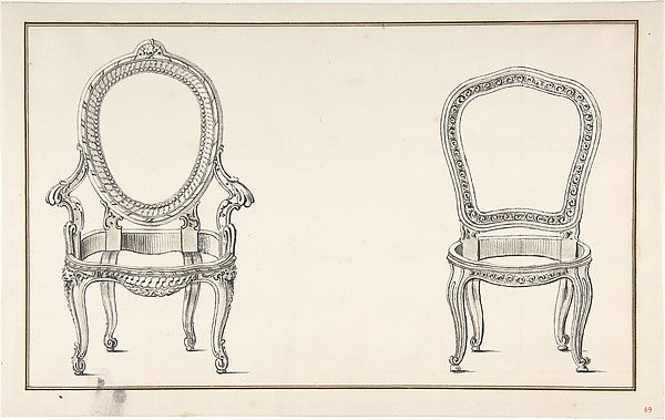 Design for Two Chairs c1770–90-Anonymous,French,18th cent, Poster Print