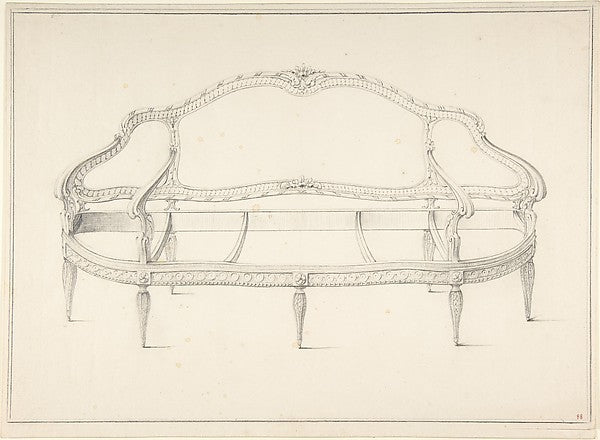 Design for a Settee c1770–90-Anonymous,French,18th cent,  Poster Print Wall Art