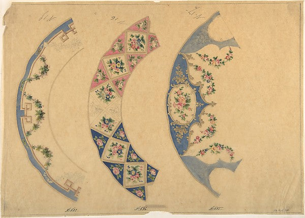 Three Designs for Plate Borders 19th cent-Anonymous,French,1,  Poster Print Wall Art