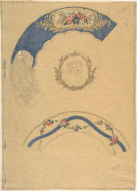 Two Designs for Plate Borders 19th cent-Anonymous,French,19t,  Poster Print Wall Art