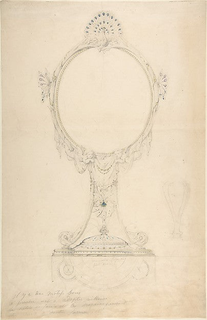 Design for an Enamelled Mirror 19th cent-Anonymous,French,19, Poster Print