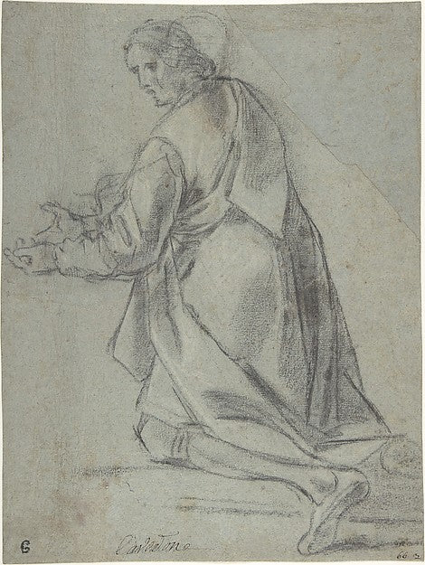 Kneeling Youth Facing Left 1577–1660-Giacomo Cavedone,16x12"(A3) Poster