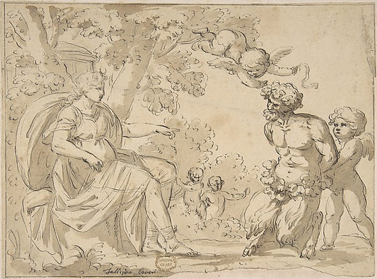 Diana and Satyr 1800–-Filippo Cavori,16x12"(A3) Poster