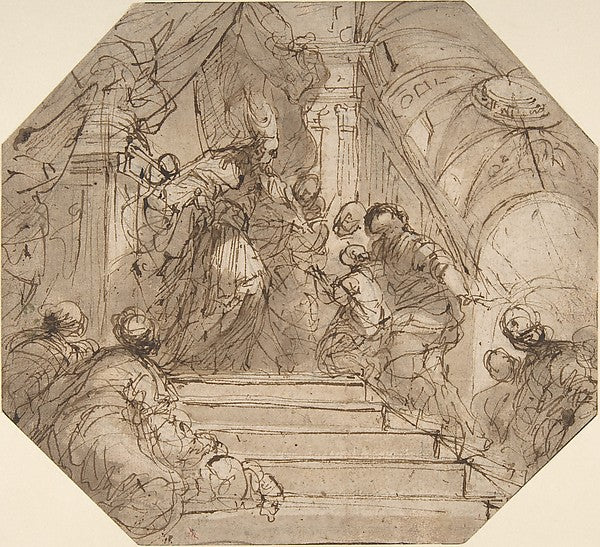 Presentation of the Virgin in the Temple 1624–59-Valerio Caste,16x12"(A3) Poster