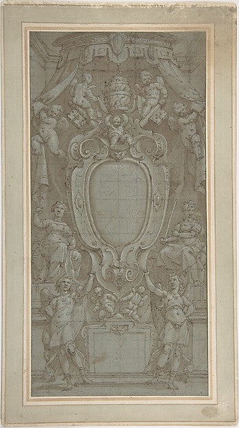 Modello for Ceiling Fresco with Papal Coat of Arms 1557–1629-B,16x12"(A3) Poster