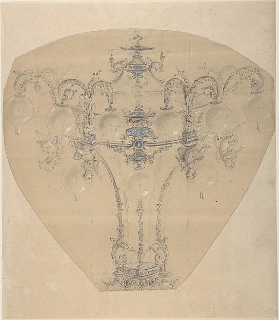 Design for a Gas Chandelier 1850–70-Anonymous,French,19th ce, Poster Print