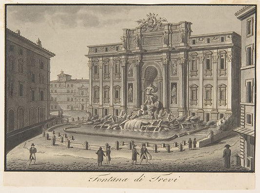 The Trevi Fountain  Rome late 18th–mid-19th cent-Giovanni Batt,16x12"(A3) Poster