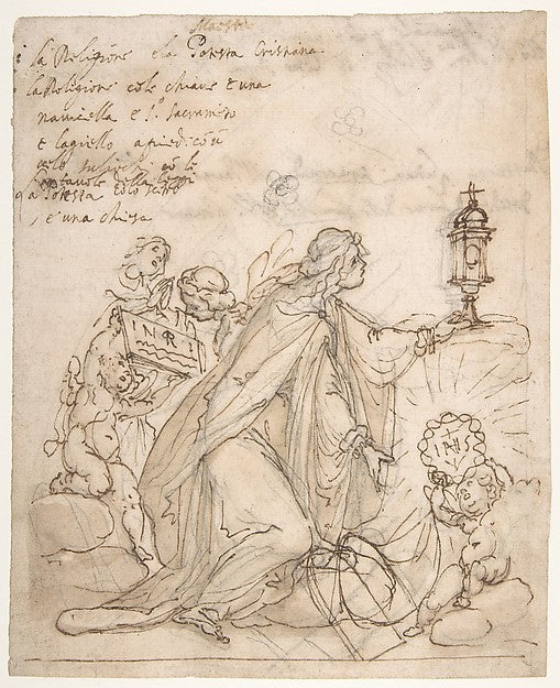Religion Kneeling before a Monstrance  Attended by Putti 1559–,16x12"(A3) Poster