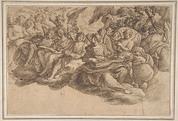 Music-Making Angels Seated on Clouds c1616-Andrea Commodi,16x12"(A3) Poster