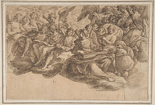Music-Making Angels Seated on Clouds c1616-Andrea Commodi,16x12"(A3) Poster