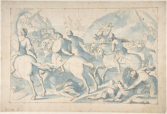 Battle Scene 1590–1646-Belisario Corenzio,  Achaea 1558–1646 E,16x12"(A3) Poster