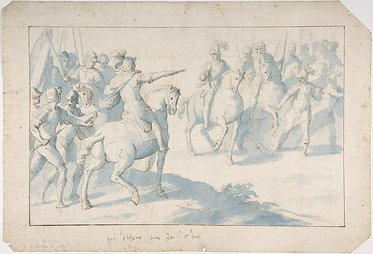 Mounted Warrior with a Baton Giving Orders to His Troops 1590–,16x12"(A3) Poster