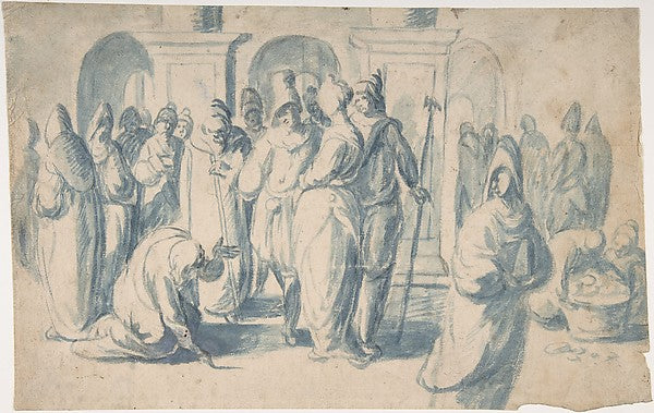 Christ and the Woman Taken in Adultery 1590–1646-attributed to,16x12"(A3) Poster