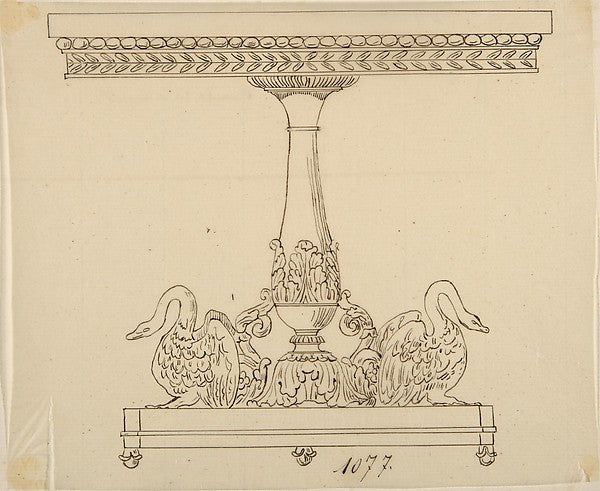 Design for a Table with an Acanthus Leaf and Swan Base 19th ce, Poster Print