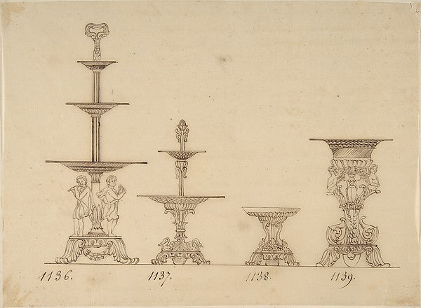 Designs for Serving Trays  a Dish and an Urn 19th cent-Anonymo, Poster Print