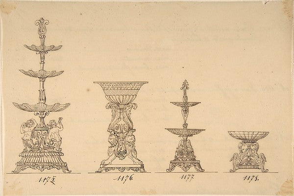 Designs for Two Servers and Two Compote Dishes 19th cent-Anony, Poster Print