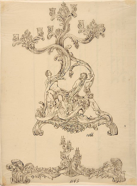 Designs for Two Candelabras 19th cent-Anonymous,French,19th,  Poster Print Wall Art
