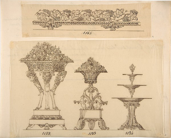 Designs for a Decorative Frieze  Two Planters and a Server 19t, Poster Print