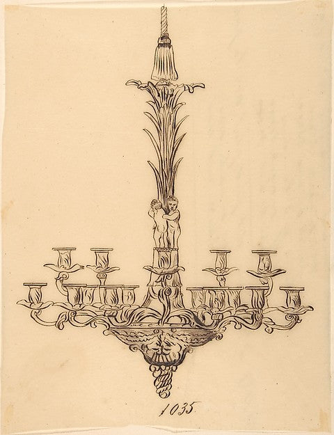 Designs for a Chandelier 19th cent-Anonymous,French,19th cen,  Poster Print Wall Art