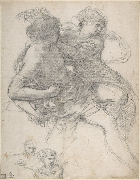 Study of Two Figures for the Age of Gold 1637-Pietro da Corton,16x12"(A3) Poster