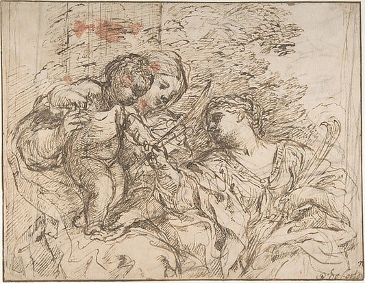 The Virgin and Child with Saint Martina 1596–1669-Pietro da Co,16x12"(A3) Poster
