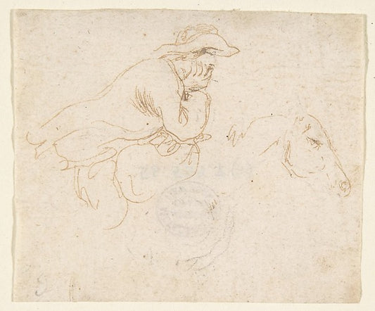 Man on Horseback seen in Profile View Facing Right. 1610–64-St,16x12"(A3) Poster