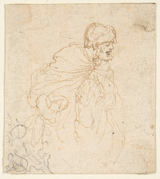 A Bearded Man in a Cloak and Turban Facing Right. 1610–64-Stef,16x12"(A3) Poster