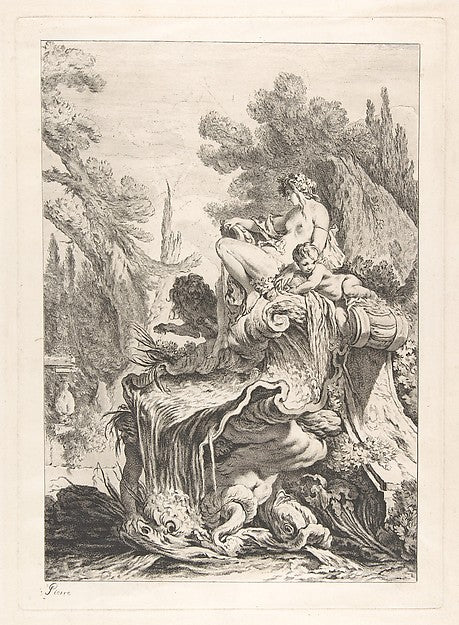 The Seated Nymph  c1740-Jean-Baptiste Marie Pierre, Poster Print