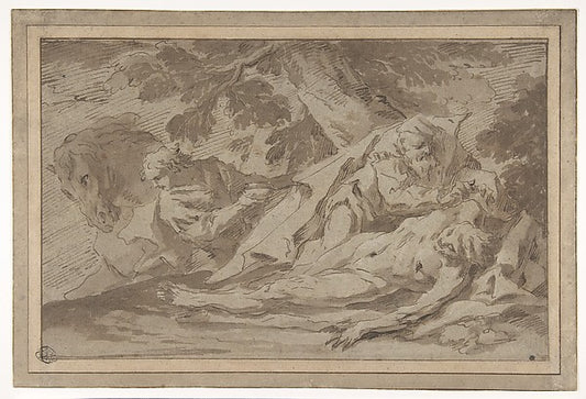 The Good Samaritan 1689–1767-Gaspare Diziani,16x12"(A3) Poster