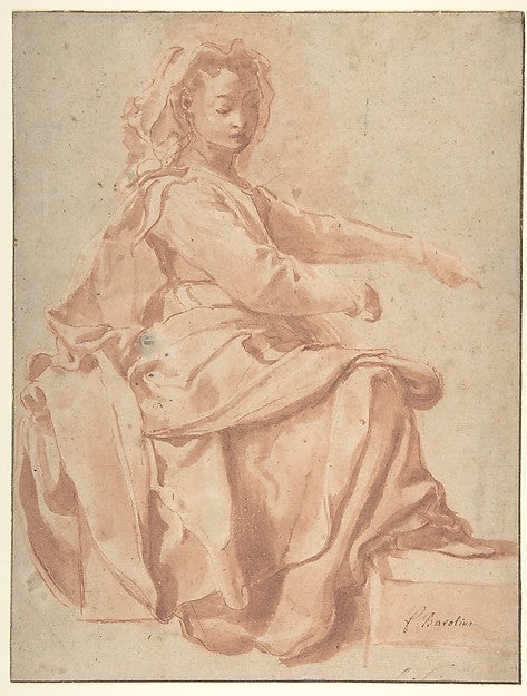 Seated Female Figure 1562–1602-Pietro Faccini,16x12"(A3) Poster