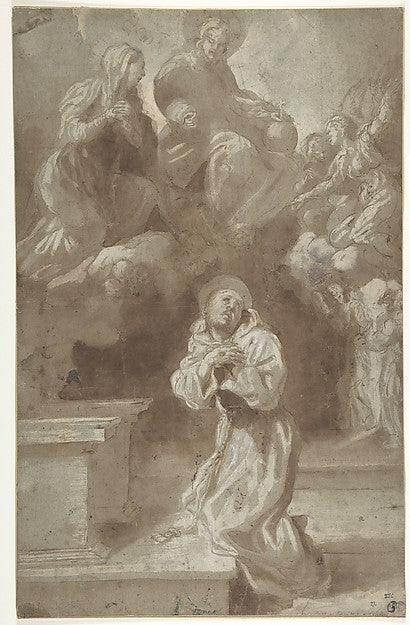 Christ and the Virgin Appearing to Saint Francis 1562–1602-Pie,16x12"(A3) Poster