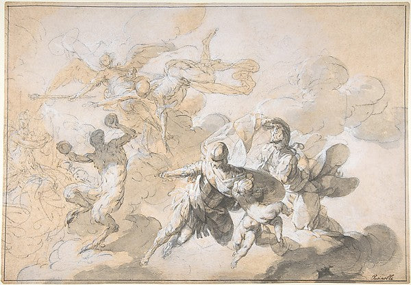 Ceiling Decoration with Mars  Minerva  and a Dancing Satyr 172,16x12"(A3) Poster