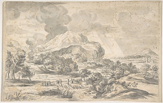 Landscape with Mountains in the Distance 1634–89-Ciro Ferri,16x12"(A3) Poster