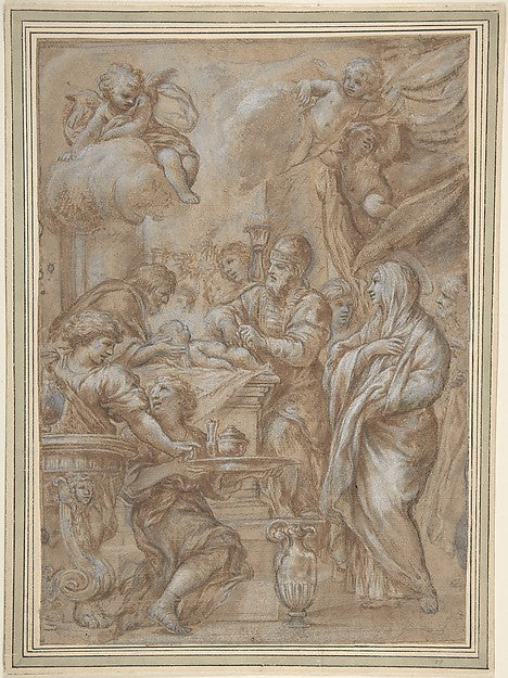 The Circumcision  Study for an Engraving 1634–89-Ciro Ferri  ,16x12"(A3) Poster