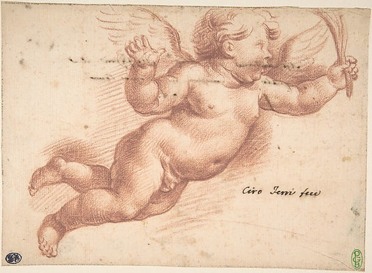 Flying Putto 1634–89-Ciro Ferri,16x12"(A3) Poster