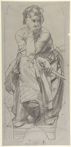Study for the Muse Thalia 19th cent-Paul Baudry,16x12"(A3) Poster