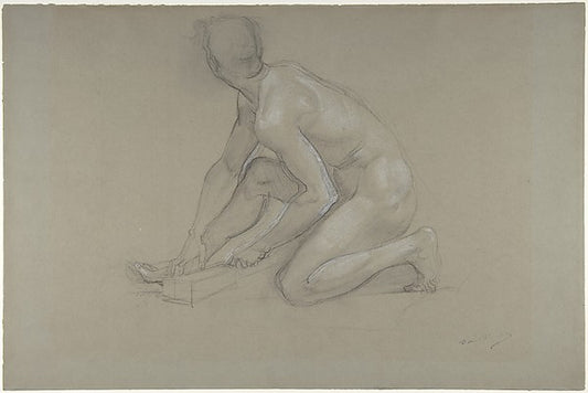 Crouching Nude Male Figure 1864–74-Paul Baudry,16x12"(A3) Poster