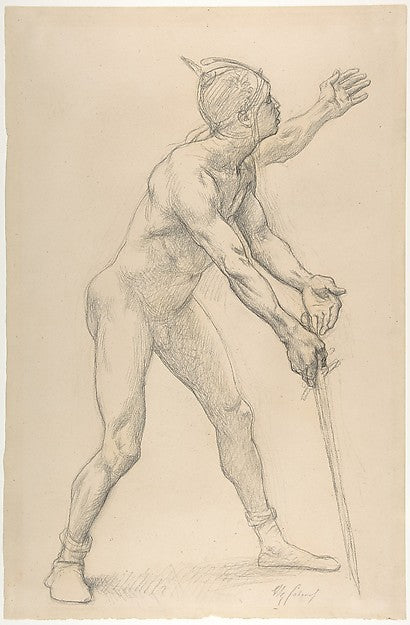 Nude Male Figure with a Sword 1878-Alexandre Cabanel,16x12"(A3) Poster