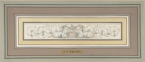 Design for a Frieze with a Censer  Sphinxes and Acanthus Scrol,  Poster Print Wall Art