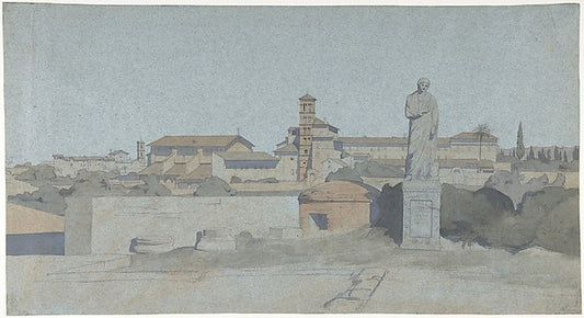 SS. Giovanni e Paolo  seen from the Villa Mattei  Rome-Jean-Ac,16x12"(A3) Poster
