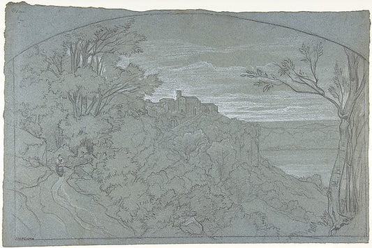 The Town and Lake of Nemi 1815–80-Édouard Bertin,16x12"(A3) Poster