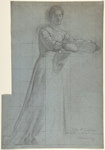 A Woman Distributing Bread from a Basket -  Study for "Feed the,  Poster Print Wall Art